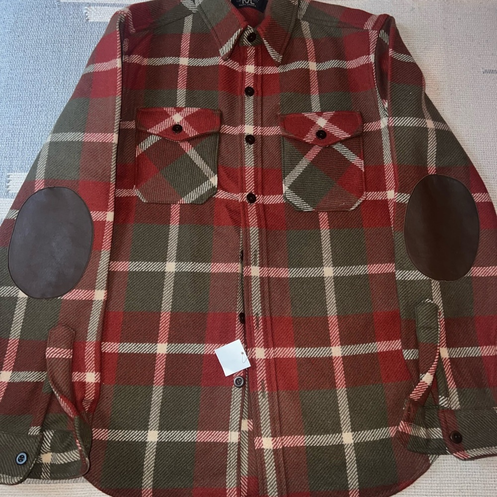 Ralph Lauren Double RL Plaid Shirt with Leather Elbow Patches